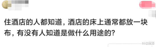 “住酒店的人都知道，床上放一块布是做什么的？”龙袍哈哈哈哈