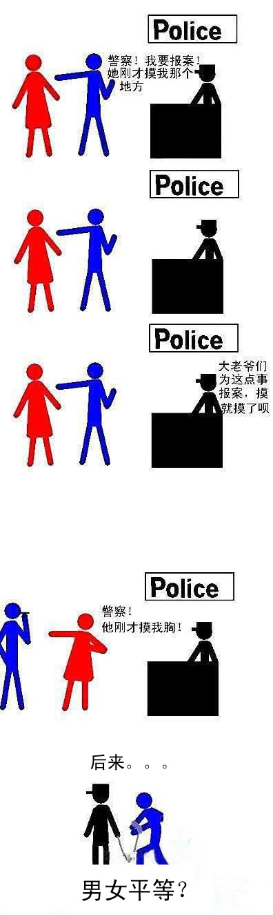 漫画图片来诠释男女平等与不平等