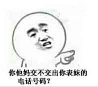 你他妈交不交出你表妹的电话号码？表情包